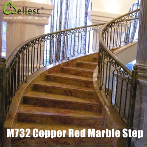 M732 Copper Red Marble Step/Stairs/Treads and Riser