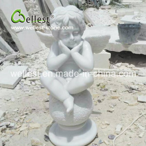 Natural Stone Angel Stone Sculpture for Garden and Fountain