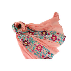 Polyester Dyed Embroidery Lace Scarf (AJC10021345)